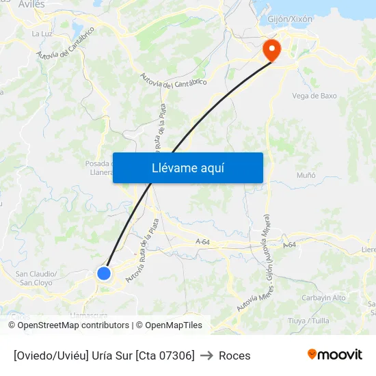 [Oviedo/Uviéu]  Uría Sur [Cta 07306] to Roces map
