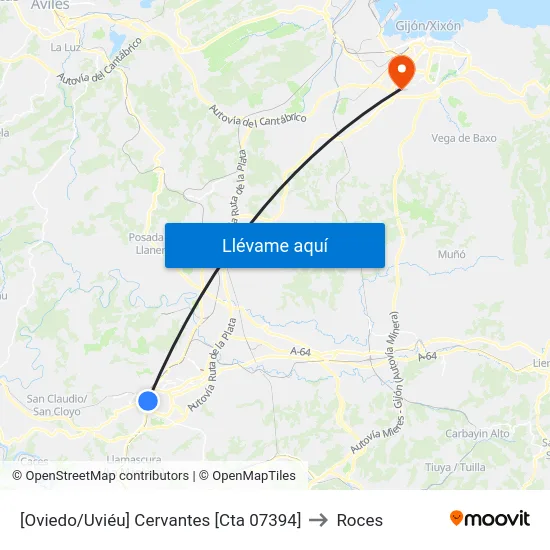 [Oviedo/Uviéu]  Cervantes [Cta 07394] to Roces map