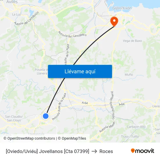 [Oviedo/Uviéu]  Jovellanos [Cta 07399] to Roces map