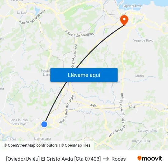 [Oviedo/Uviéu]  El Cristo Avda [Cta 07403] to Roces map