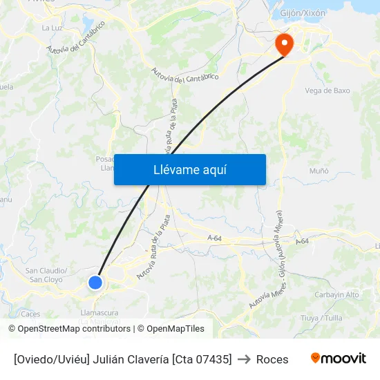 [Oviedo/Uviéu]  Julián Clavería [Cta 07435] to Roces map