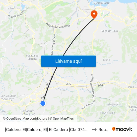 [Calderu, El|Caldero, El]  El Calderu [Cta 07465] to Roces map