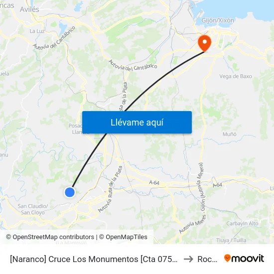 [Naranco]  Cruce Los Monumentos [Cta 07561] to Roces map