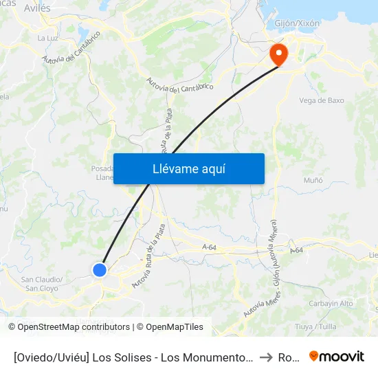 [Oviedo/Uviéu]  Los Solises - Los Monumentos [Cta 07567] to Roces map