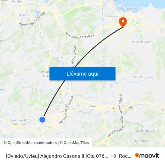 [Oviedo/Uviéu]  Alejandro Casona II [Cta 07685] to Roces map