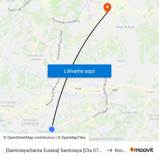 [Santolaya|Santa Eulalia]  Santolaya [Cta 07700] to Roces map