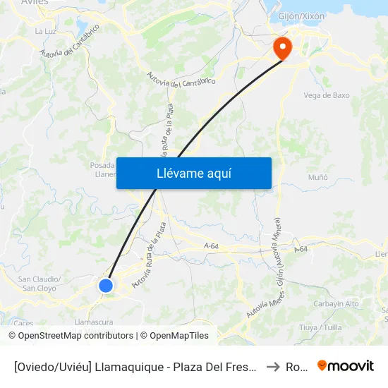 [Oviedo/Uviéu]  Llamaquique - Plaza Del Fresno [Cta 07892] to Roces map