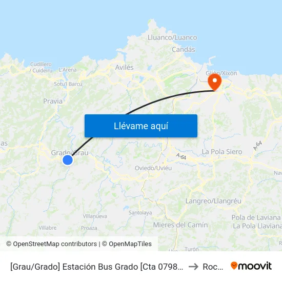 [Grau/Grado]  Estación Bus Grado [Cta 07985] to Roces map