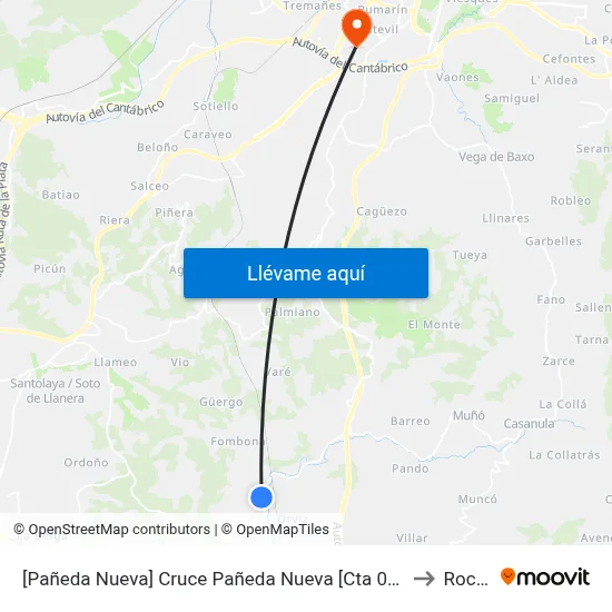 [Pañeda Nueva]  Cruce Pañeda Nueva [Cta 07992] to Roces map