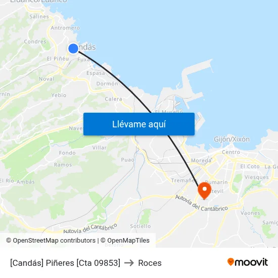 [Candás]  Piñeres [Cta 09853] to Roces map