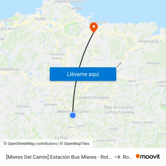 [Mieres Del Camín]  Estación Bus Mieres - Rotonda [Cta 16512] to Roces map