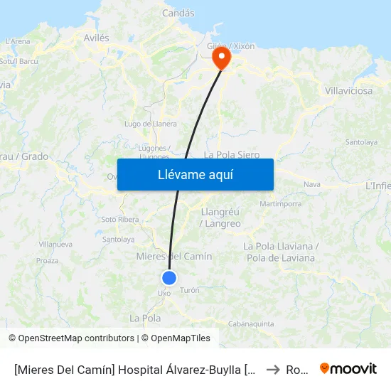 [Mieres Del Camín]  Hospital Álvarez-Buylla [Cta 16745] to Roces map