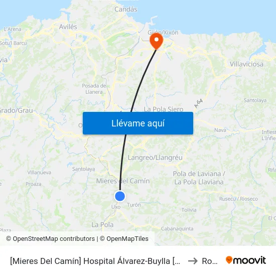 [Mieres Del Camín]  Hospital Álvarez-Buylla [Cta 16746] to Roces map