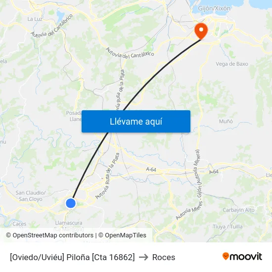[Oviedo/Uviéu]  Piloña [Cta 16862] to Roces map