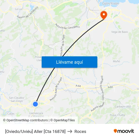 [Oviedo/Uviéu]  Aller [Cta 16878] to Roces map