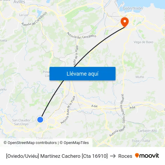 [Oviedo/Uviéu]  Martínez Cachero [Cta 16910] to Roces map