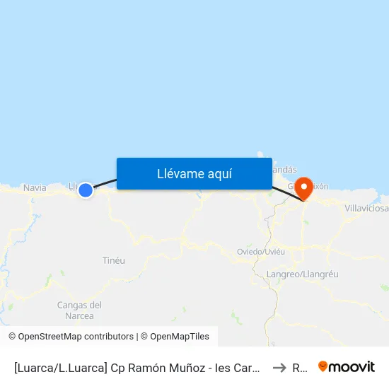 [Luarca/L.Luarca]  Cp Ramón Muñoz - Ies Carmen Y Severo Ochoa [Cta 08268] to Roces map