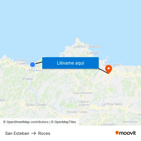 San Esteban to Roces map