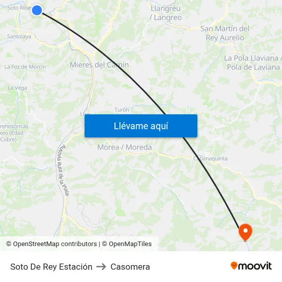 Soto De Rey Estación to Casomera map