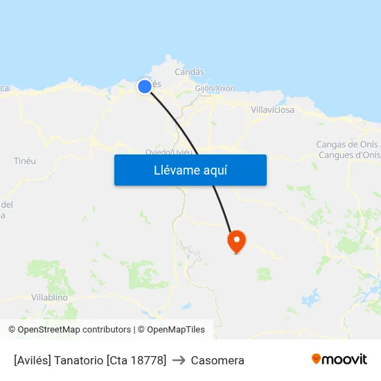 [Avilés]  Tanatorio [Cta 18778] to Casomera map