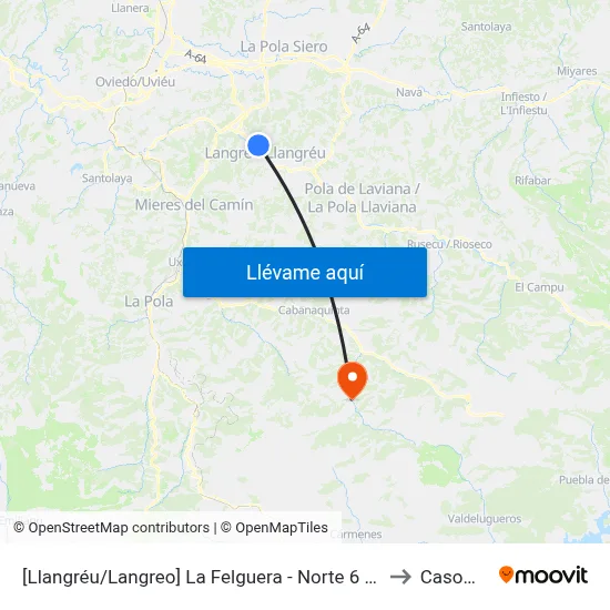 [Llangréu/Langreo]  La Felguera - Norte 6 [Cta 00415] to Casomera map