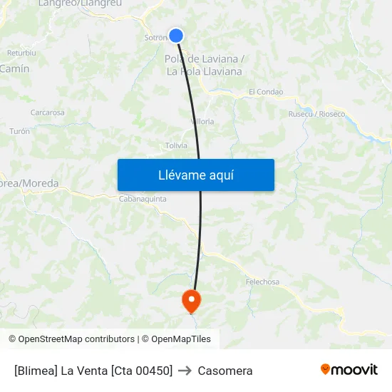 [Blimea]  La Venta [Cta 00450] to Casomera map