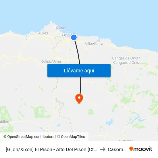 [Gijón/Xixón]  El Pisón - Alto Del Pisón [Cta 00568] to Casomera map