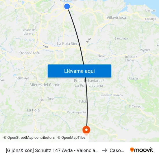 [Gijón/Xixón]  Schultz 147 Avda - Valencia [Cta 00787] to Casomera map