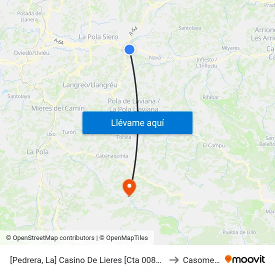 [Pedrera, La]  Casino De Lieres [Cta 00813] to Casomera map