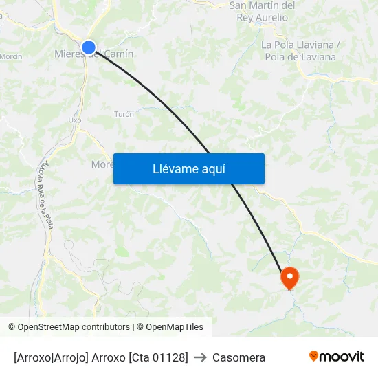 [Arroxo|Arrojo]  Arroxo [Cta 01128] to Casomera map