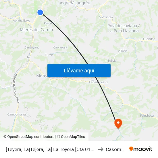 [Teyera, La|Tejera, La]  La Teyera [Cta 01137] to Casomera map
