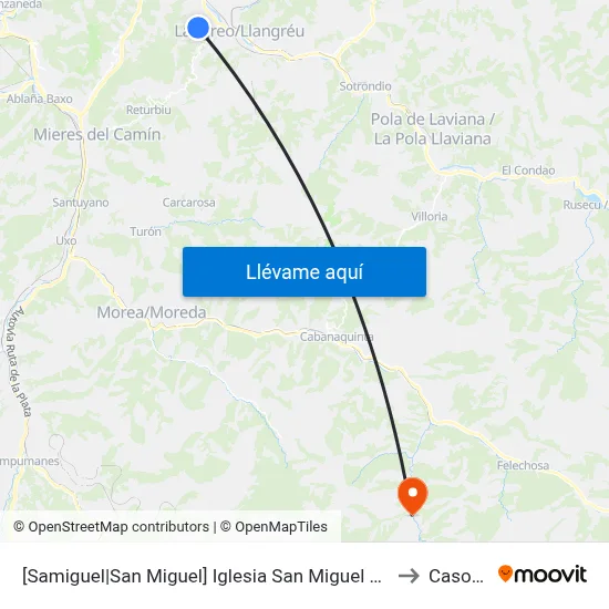 [Samiguel|San Miguel]  Iglesia San Miguel De Lada [Cta 01150] to Casomera map