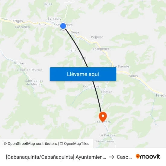 [Cabanaquinta/Cabañaquinta]  Ayuntamiento Aller [Cta 01342] to Casomera map