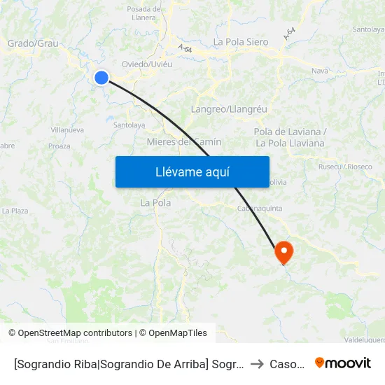 [Sograndio Riba|Sograndio De Arriba]  Sograndio [Cta 01607] to Casomera map