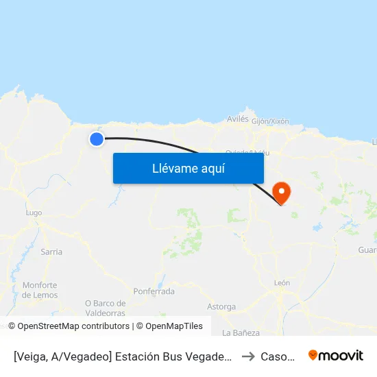 [Veiga, A/Vegadeo]  Estación Bus Vegadeo [Cta 01702] to Casomera map