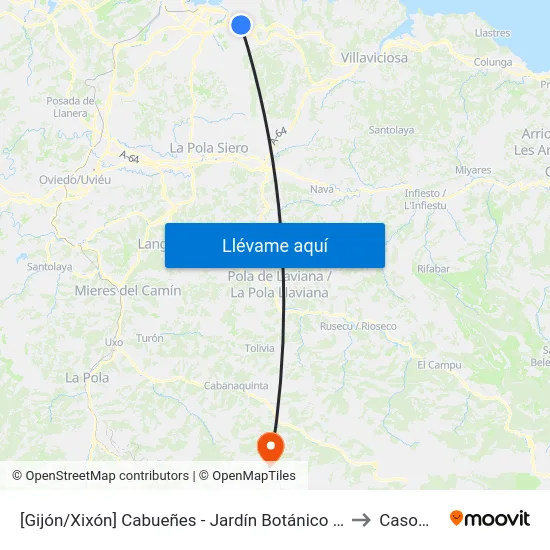 [Gijón/Xixón]  Cabueñes - Jardín Botánico [Cta 01895] to Casomera map