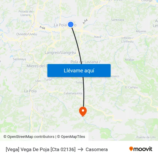 [Vega]  Vega De Poja [Cta 02136] to Casomera map