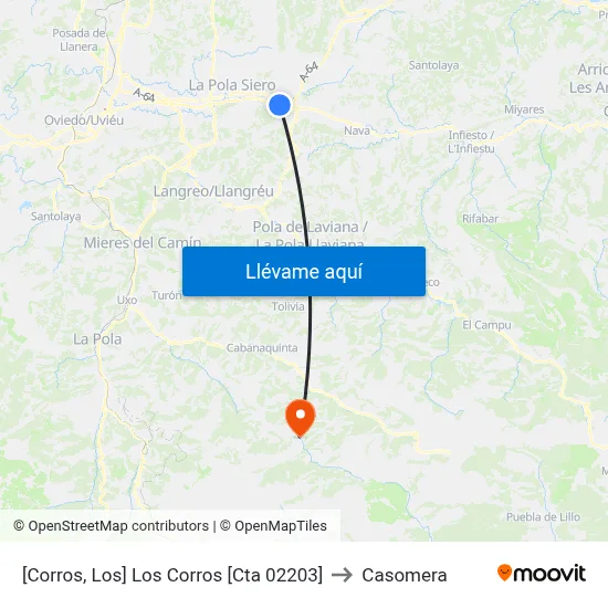 [Corros, Los]  Los Corros [Cta 02203] to Casomera map