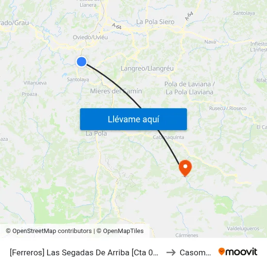 [Ferreros]  Las Segadas De Arriba [Cta 02649] to Casomera map