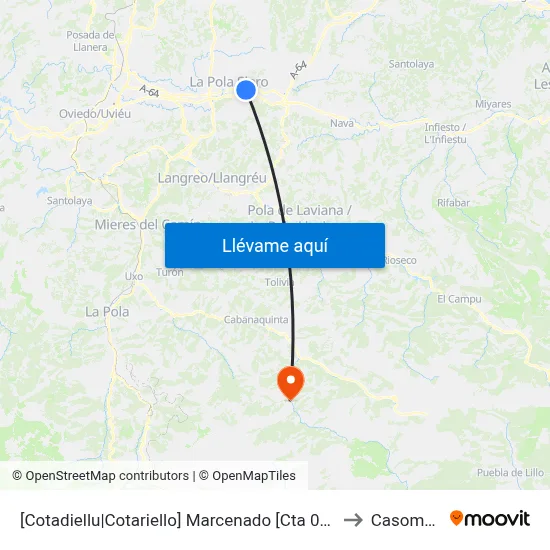 [Cotadiellu|Cotariello]  Marcenado [Cta 02898] to Casomera map