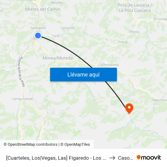 [Cuarteles, Los|Vegas, Las]  Figaredo - Los Cuarteles [Cta 03214] to Casomera map