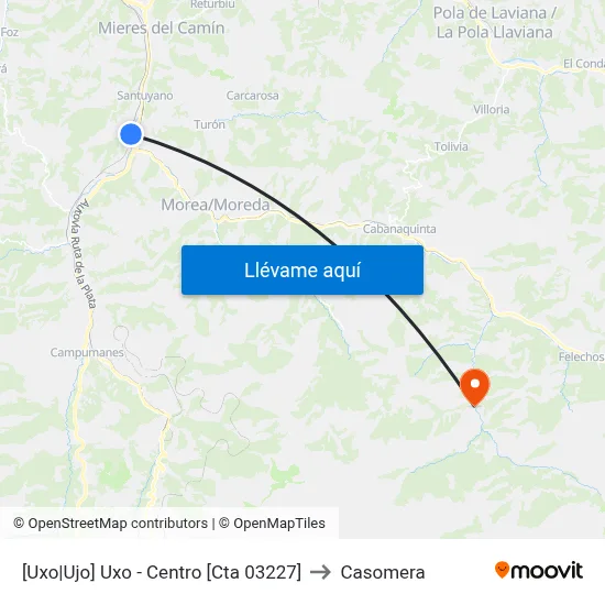 [Uxo|Ujo]  Uxo - Centro [Cta 03227] to Casomera map