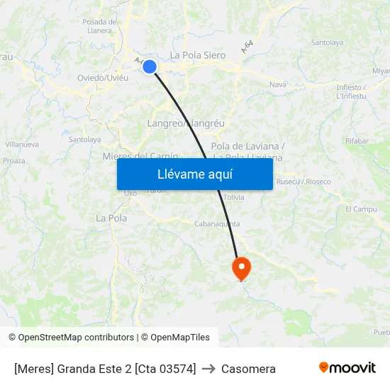 [Meres]  Granda Este 2 [Cta 03574] to Casomera map