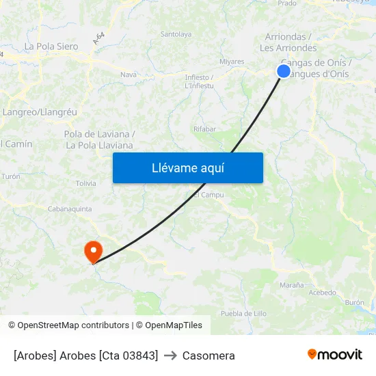 [Arobes]  Arobes [Cta 03843] to Casomera map