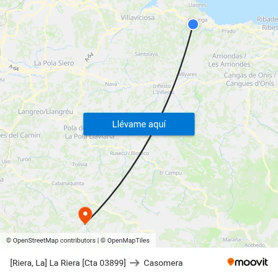 [Riera, La]  La Riera [Cta 03899] to Casomera map