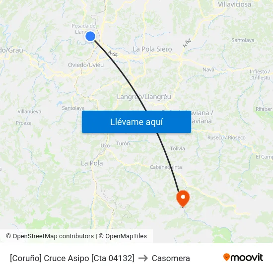 [Coruño]  Cruce Asipo [Cta 04132] to Casomera map