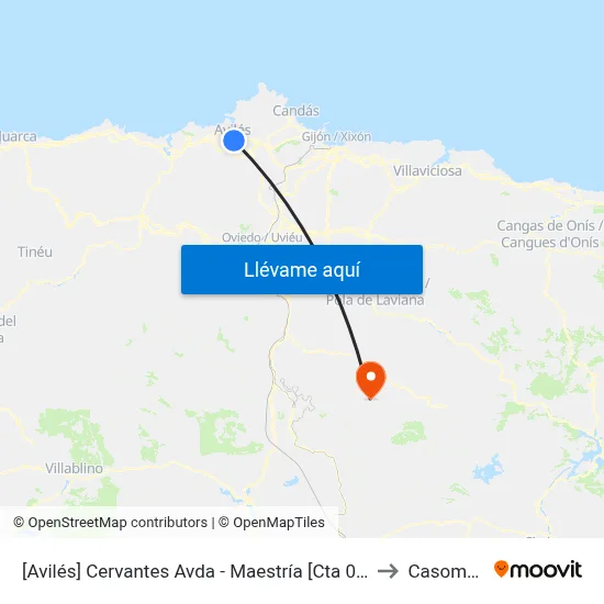 [Avilés]  Cervantes Avda - Maestría [Cta 04324] to Casomera map