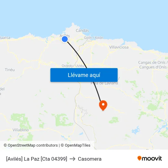 [Avilés]  La Paz [Cta 04399] to Casomera map