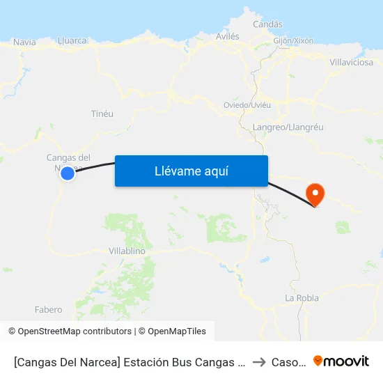 [Cangas Del Narcea]  Estación Bus Cangas Del Narcea [Cta 04633] to Casomera map