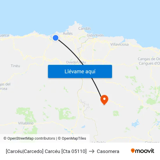 [Carcéu|Carcedo]  Carcéu [Cta 05110] to Casomera map